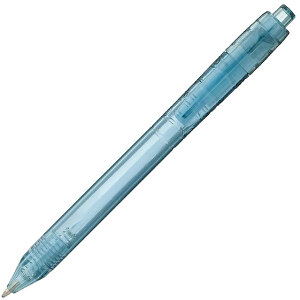 Vancouver Kugelschreiber Aus Recyceltem PET-Kunststoff , transparent blau, Recycelter PET Kunststoff, 14,20cm (Länge)