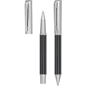 Schreibset ADORNO , schwarz / silber, Messing, 17,00cm x 2,30cm x 6,00cm (Länge x Höhe x Breite)