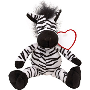 Plüsch-Zebra LORENZO , schwarz, weiß, Polyester, 30,00cm x 10,00cm x 12,00cm (Länge x Höhe x Breite)
