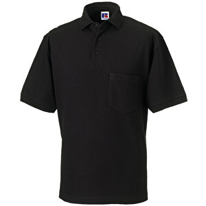 Workwear Pocket Polo , Russell, schwarz, 93% Baumwolle, 7% Polyester, XS, 