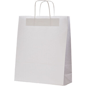 Krafttaschen Weißes Papier, Gedrehte Griffe , weiß, Papier, 31,00cm x 39,00cm x 17,00cm (Länge x Höhe x Breite)