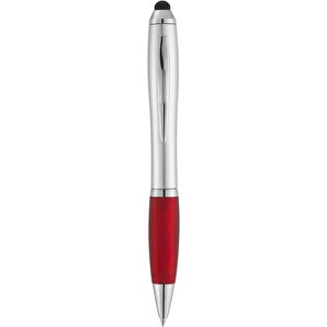 Nash Stylus Kugelschreiber Silbern Mit Farbigem Griff , silber / rot, ABS Kunststoff, 13,70cm (Länge)