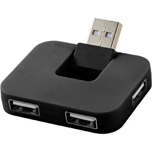 Gaia USB Hub Mit 4 Anschlüssen , schwarz, HIPS Kunststoff, 5,10cm x 1,00cm x 4,10cm (Länge x Höhe x Breite)
