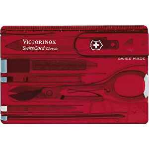 Victorinox Swiss Card 'CLASSIC' , Victorinox, rot transparent, Kunststoff matt, 8,20cm x 0,45cm x 5,40cm (Länge x Höhe x Breite)