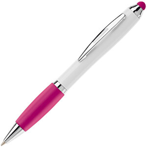 Kugelschreiber Hawaï Stylus Weiss , weiss / rosé, ABS, 13,50cm (Länge)