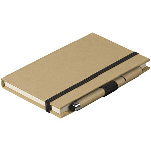 Karton Notizbuch A6 + Stift , braun, Papier & Karton, 14,00cm x 1,40cm x 9,00cm (Länge x Höhe x Breite)