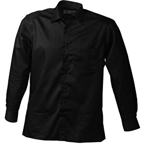 Men’s Business Shirt Long-Sleeved , James Nicholson, schwarz, 100% Baumwolle, S, 