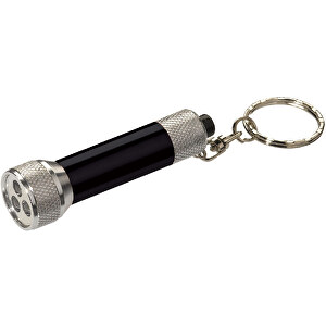 Mini-LED-Lampe Mit Schlüsselring , schwarz, Aluminium & Metall, 6,80cm (Länge)