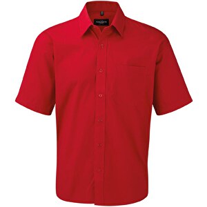 Kurzärmliges Popeline-Hemd , Russell, rot, 100 % Baumwolle, M, 