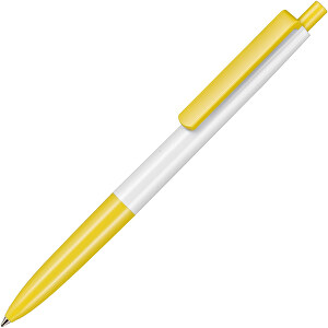 Kugelschreiber New Basic , Ritter-Pen, weiss/zitronen-gelb, ABS-Kunststoff, 13,40cm (Länge)