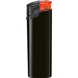 TOM® EB-15 CK 02 Elektronik-Feuerzeug , Tom, schwarz / rot, AS/ABS, 2,50cm x 8,20cm x 1,10cm (Länge x Höhe x Breite)