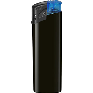 TOM® EB-15 CK 03 Elektronik-Feuerzeug , Tom, schwarz / blau, AS/ABS, 2,50cm x 8,20cm x 1,10cm (Länge x Höhe x Breite)