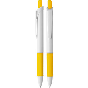 Druckkugelschreiber 'Iota' , weiß, gelb, ABS, 13,80cm (Länge)