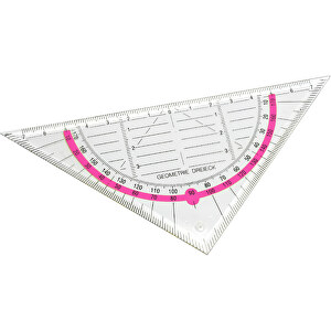 Geo-Dreieck , glasklar, pink, PS, 1,60cm x 0,02cm x 0,80cm (Länge x Höhe x Breite)