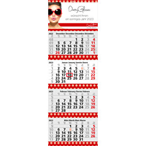 4-Monats-Kalender Quadro 4 Post Bestseller Inkl. 4C-Druck , hellgrau rot, Papier, 98,50cm x 33,50cm (Länge x Breite)