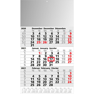 3-Monats-Kalender Primus 3 Post A X.press Inkl. 4C-Druck , hellgrau,rot, Papier, 53,00cm x 30,00cm (Länge x Breite)