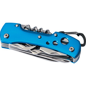 Taschenmesser STRONG HELPER, 12-teilig , blau, Aluminium / Edelstahl, 9,50cm x 1,50cm x 3,50cm (Länge x Höhe x Breite)