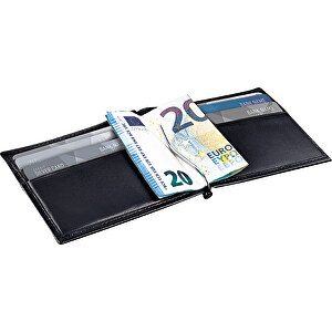 Kompaktes RFID Leder-Etui Mit Geldscheinklammer Und Kartenfächern , schwarz, Lammleder/Metall, 11,00cm x 1,40cm x 8,20cm (Länge x Höhe x Breite)