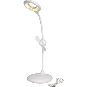 Akku-Lampe Mit Ventilator FRESH LIGHT , weiß, Kunststoff, 13,50cm x 48,00cm x 12,00cm (Länge x Höhe x Breite)