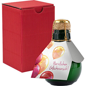 Kleinste Sektflasche Der Welt! Herzlichen Glückwunsch - Inklusive Geschenkkarton In Rot , rot, Glas, 7,50cm x 12,00cm x 7,50cm (Länge x Höhe x Breite)