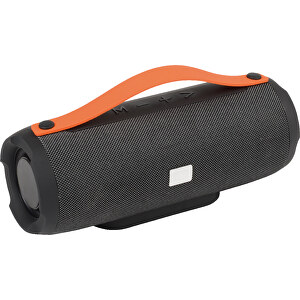 Wireless-Lautsprecher MEGA BOOM , orange, schwarz, Kunststoff / Polyester / Silikon, 23,00cm (Höhe)