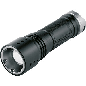Metmaxx® LED MegaBeam Taschenlampe 'PowerFocus5Watt' Schwarz , Metmaxx, schwarz / silber, Aluminium, 12,50cm x 3,50cm x 3,50cm (Länge x Höhe x Breite)
