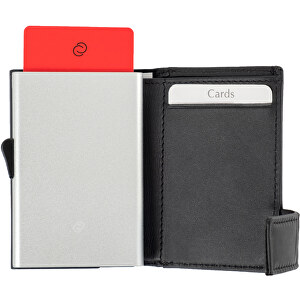 C-Secure RFID Börse+Münzfach , schwarz, Rindleder, 10,00cm x 6,50cm (Länge x Breite)