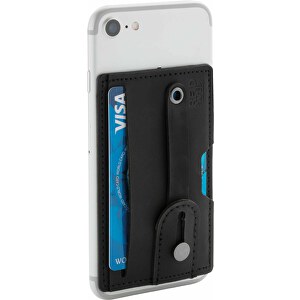 3-in1-RFID Kartenhalter Für Ihr Smartphone , schwarz, PU, 10,20cm x 0,30cm x 6,30cm (Länge x Höhe x Breite)