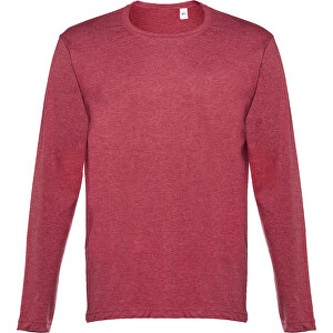 THC BUCHAREST. Herren Langarm T-Shirt , rot melliert, 100% Baumwolle, XXL, 78,00cm x 61,00cm (Länge x Breite)