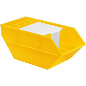 Zettelbox 'Container' , gelb, PS+PAP, 2,10cm x 0,90cm x 1,07cm (Länge x Höhe x Breite)