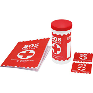 SOS-Info-Dose , weiss, rot, PP+PAP, 1,10cm (Höhe)