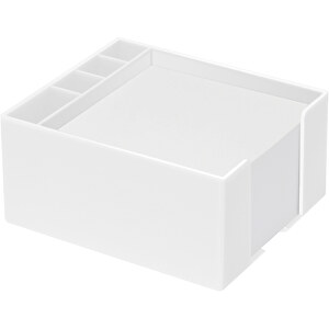 Zettelbox Mit Köcher 'Ypsilon' , weiss, PS+PAP, 12,50cm x 6,00cm x 10,50cm (Länge x Höhe x Breite)