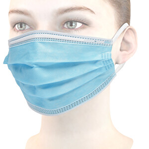 Mund-Nasen Maske , blau/weiss, Non-Woven, 17,50cm x 9,50cm (Länge x Breite)