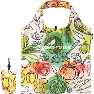 Full Color Faltbare RPET Einkaufstasche Mit Hülle , weiß, RPET, 50,00cm x 39,00cm (Höhe x Breite)