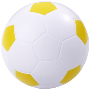 Fussball Antistressball , gelb, weiss, PU Kunststoffschaum, 