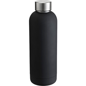 Schwarze Edelstahl-Thermosflasche 0,55 L Mit Doppelwandiger Vakuum-Isolierung Pulverbeschichtet , schwarz, Edelstahl, 1,20cm (Höhe)