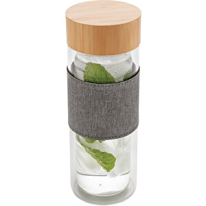Impact Doppelwandige Borosilikatglas-Flasche , transparent / grau, Glas, Bambus, 20,00cm (Höhe)