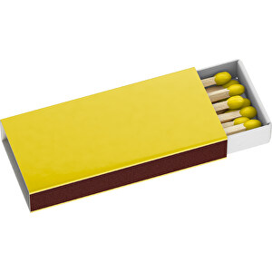 Streichholzschachtel 5,5 X 2,3 X 0,7 Cm , gelb/weiß, Holz, Karton, 5,50cm x 0,70cm x 2,30cm (Länge x Höhe x Breite)