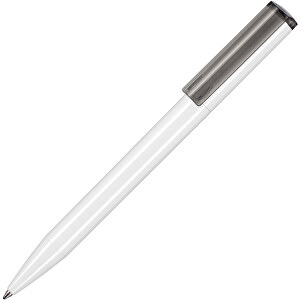 Kugelschreiber LIFT RECYCLED , Ritter-Pen, weiß / grau transparent, ABS-Kunststoff, 14,00cm (Länge)