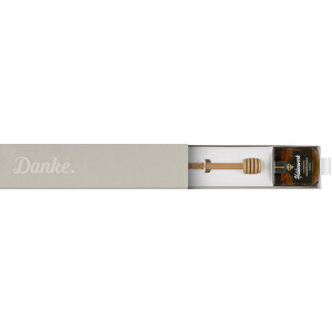 Dankebox 'Deutscher Imkerhonig' - Sand , sand, Papier, Pappe, Satin, 21,50cm x 5,50cm x 5,50cm (Länge x Höhe x Breite)