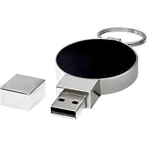Runder Light Up USB Stick , schwarz, silber, weiß MB , 65 GB , Zink Legierung, Kunststoff MB , 6,90cm x 0,90cm x 3,80cm (Länge x Höhe x Breite)