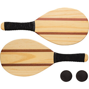 Frescobol Tennis-Set Aus Holz , braun, Holz, 45,00cm x 1,10cm x 21,00cm (Länge x Höhe x Breite)