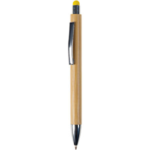 Bambus Kugelschreiber Mit Touchpen , gelb, Bambus, 14,20cm (Länge)