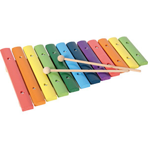 Farget xylofon i tre, 12 toner