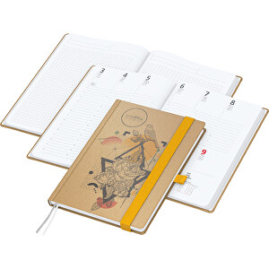 Buchkalender Match-Hybrid White Bestseller A4, Natura Braun, Gelb , braun-gelb, Schreibpapier 90 g/m², 29,70cm x 21,00cm (Länge x Breite)