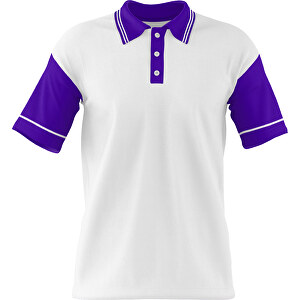 Poloshirt Individuell Gestaltbar , weiss / violet, 200gsm Poly / Cotton Pique, S, 65,00cm x 45,00cm (Höhe x Breite)
