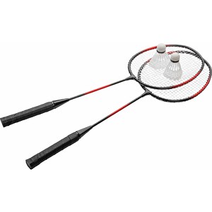 Badminton-Set , schwarz, Aluminium, 67,00cm x 1,50cm x 22,00cm (Länge x Höhe x Breite)