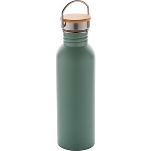 Moderne Stainless-Steel Flasche Mit Bambusdeckel , grün, Edelstahl, Bambus, 7,10cm x 24,00cm x 7,10cm (Länge x Höhe x Breite)