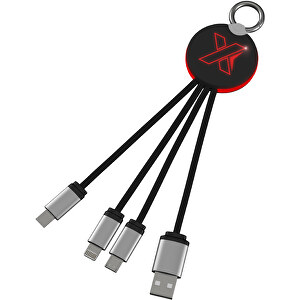 SCX.design C16 Kabel Mit Leuchtlogo , rot / schwarz, Gummi, Aluminium, Recycelter PET Kunststoff, 14,00cm x 1,20cm x 3,50cm (Länge x Höhe x Breite)