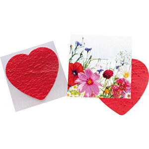 Herzliche Blumengrüsse , rot, Papier, Samen, 10,00cm x 10,00cm (Länge x Breite)